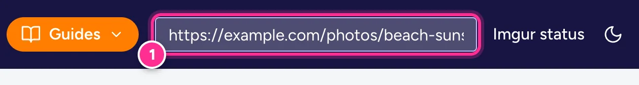 The Paste an image URL to upload field in the UploadImgur top bar with a URL typed in